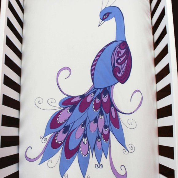 ORGANIC COTTONPEACOCK CRIB SHEET - Picture 1 of 5